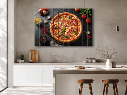 Pizza Wall Art - Rustic Wood Plank Artwork | Kitchen Wall Art & Pizzeria Decor