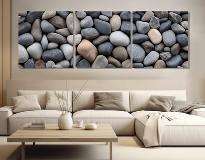 Beach Pebbles Canvas Print – Panoramic Wall Art | Modern Coastal Decor, Ready to Hang