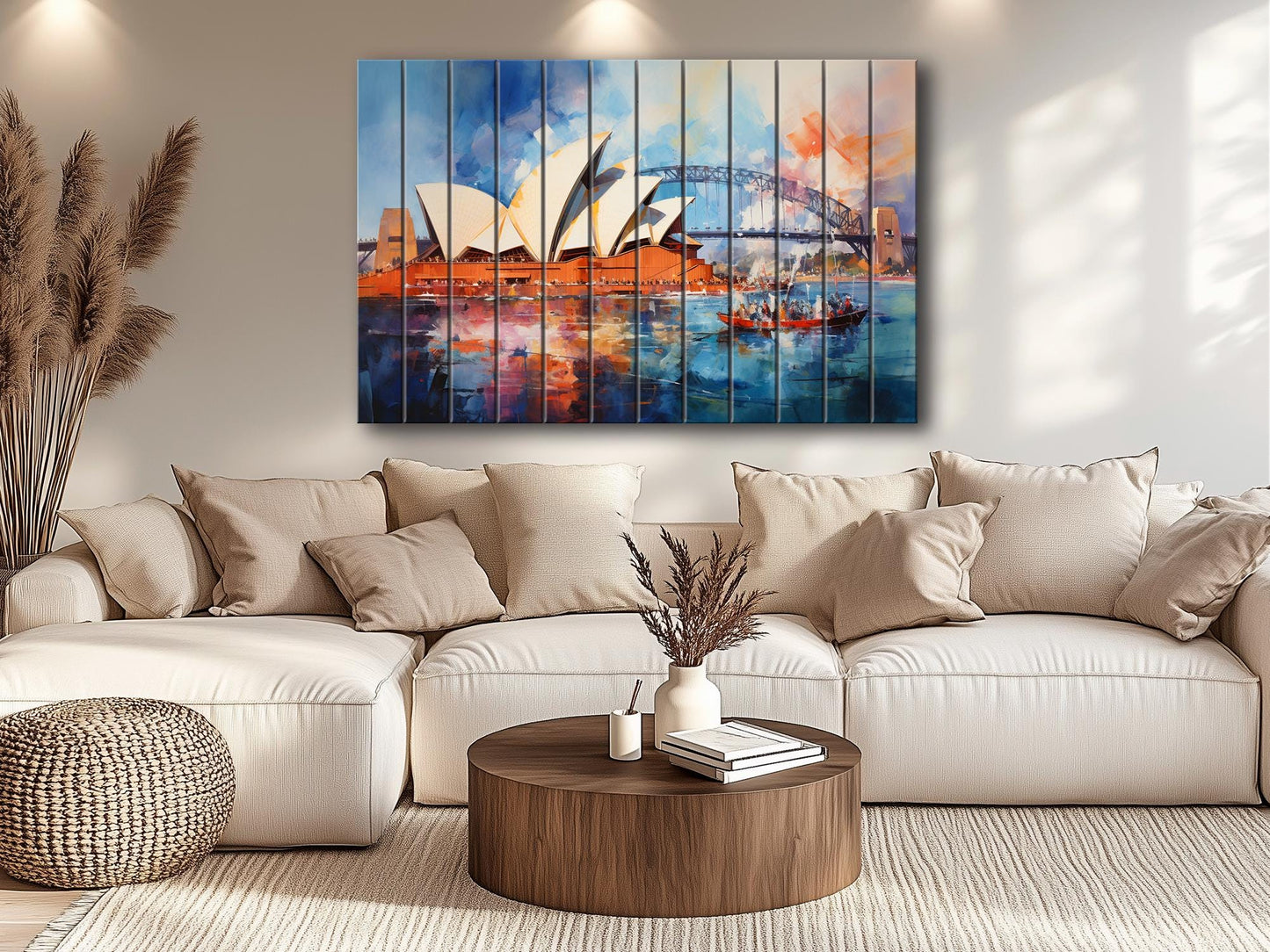 Sydney Opera House Wall Art – Rustic Wood Wall Decor with Unique Grain Print