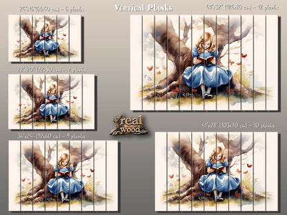 Alice in Wonderland Wood Print – Modern Kids Room Decor | Wood Wall Art Panel