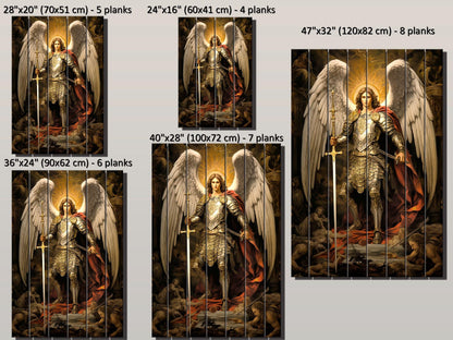 Saint Michael Wall Art – Natural Wood Print | Religious Wall Decor, Ready to Hang