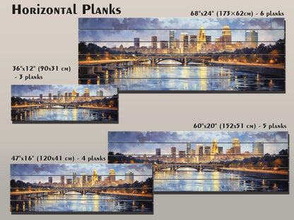 Minneapolis Wood Wall Art – Rustic Skyline Painting on Wood – Unique Natural Texture Decor