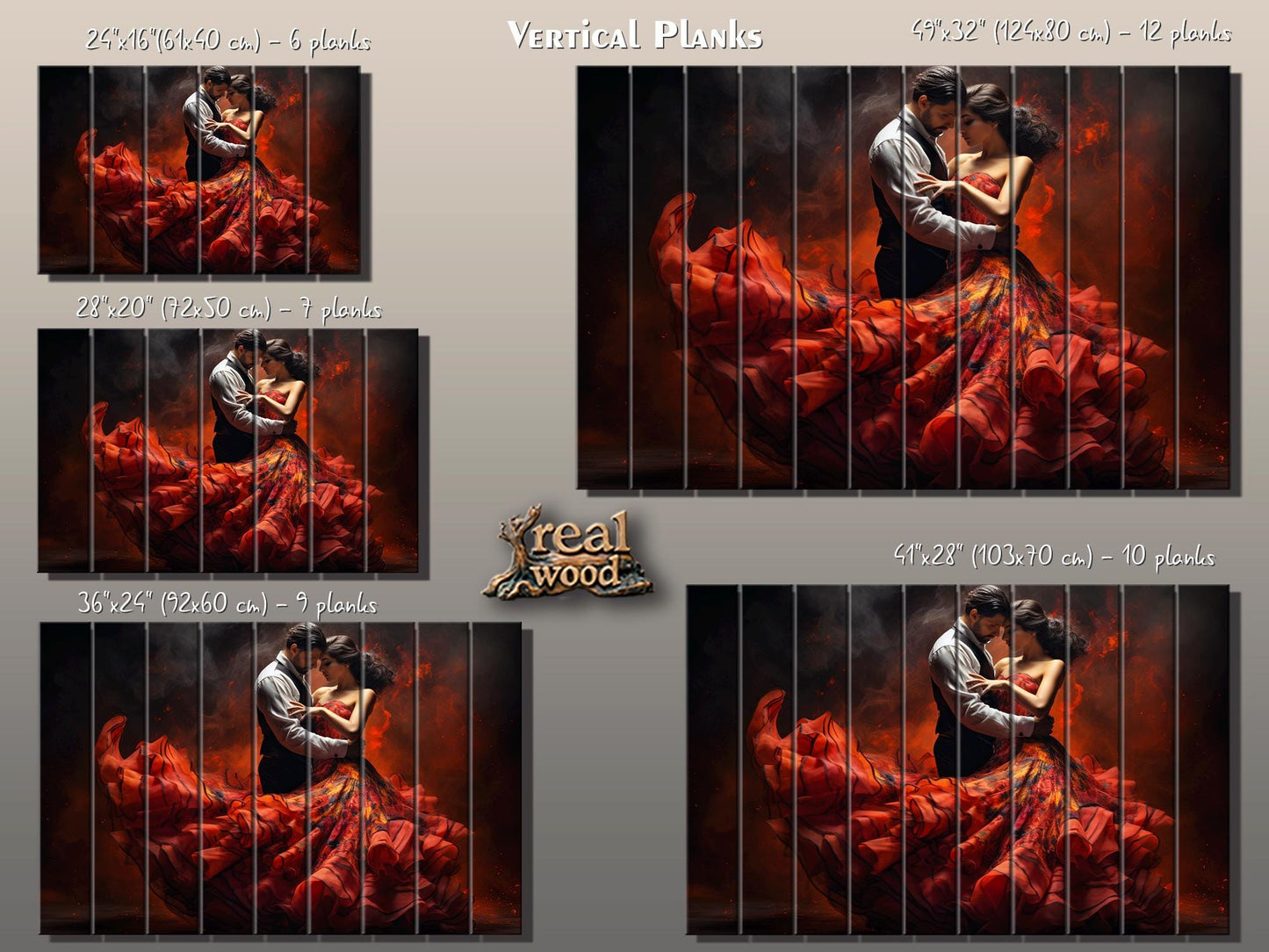 Wood Wall Art – Flamenco Dance Print | Vintage Dance Art on Natural Wood