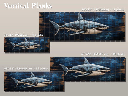 Rustic Shark Painting – Natural Wood Art Print | Coastal Home Decor, Ready to Hang