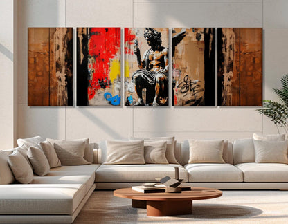 Greek Statue Canvas Print – Abstract Graffiti Art on Cotton Canvas, Ready to Hang