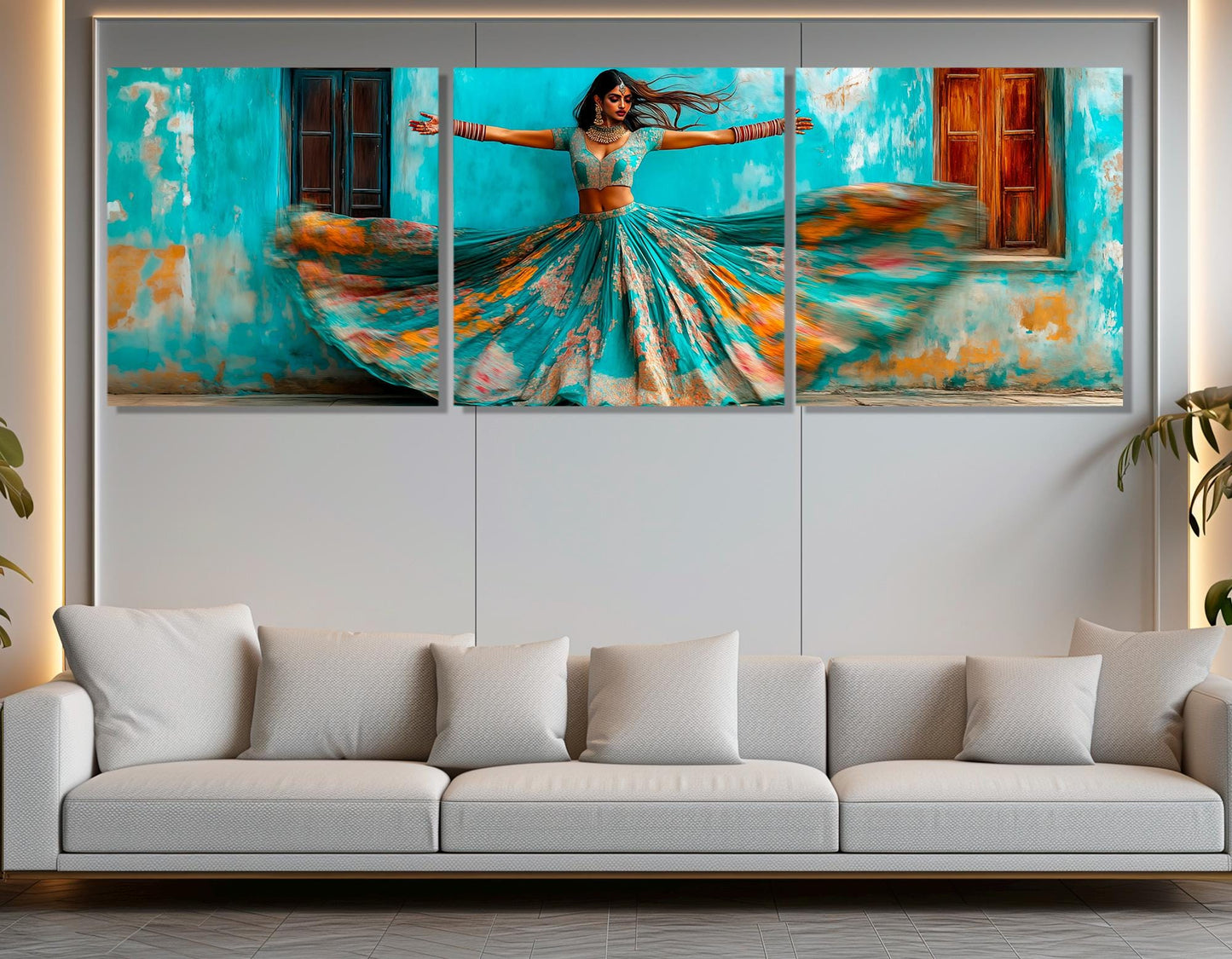 Indian Canvas Print – Beautiful National Dress Painting | Framed Gallery Wrapped Art
