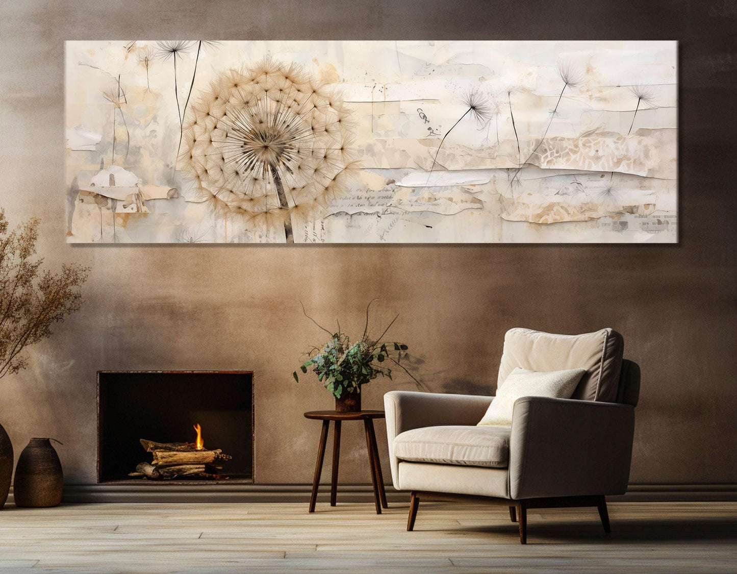 Abstract Dandelion Painting - Large Cotton Canvas Print | Floral Wall Art Ready to Hang