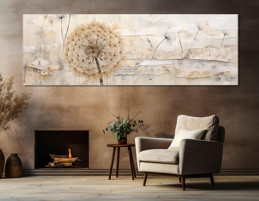 Abstract Dandelion Painting - Large Cotton Canvas Print | Floral Wall Art Ready to Hang