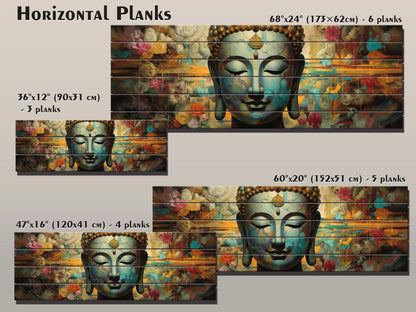 Peaceful Buddha Print On Natural Wood