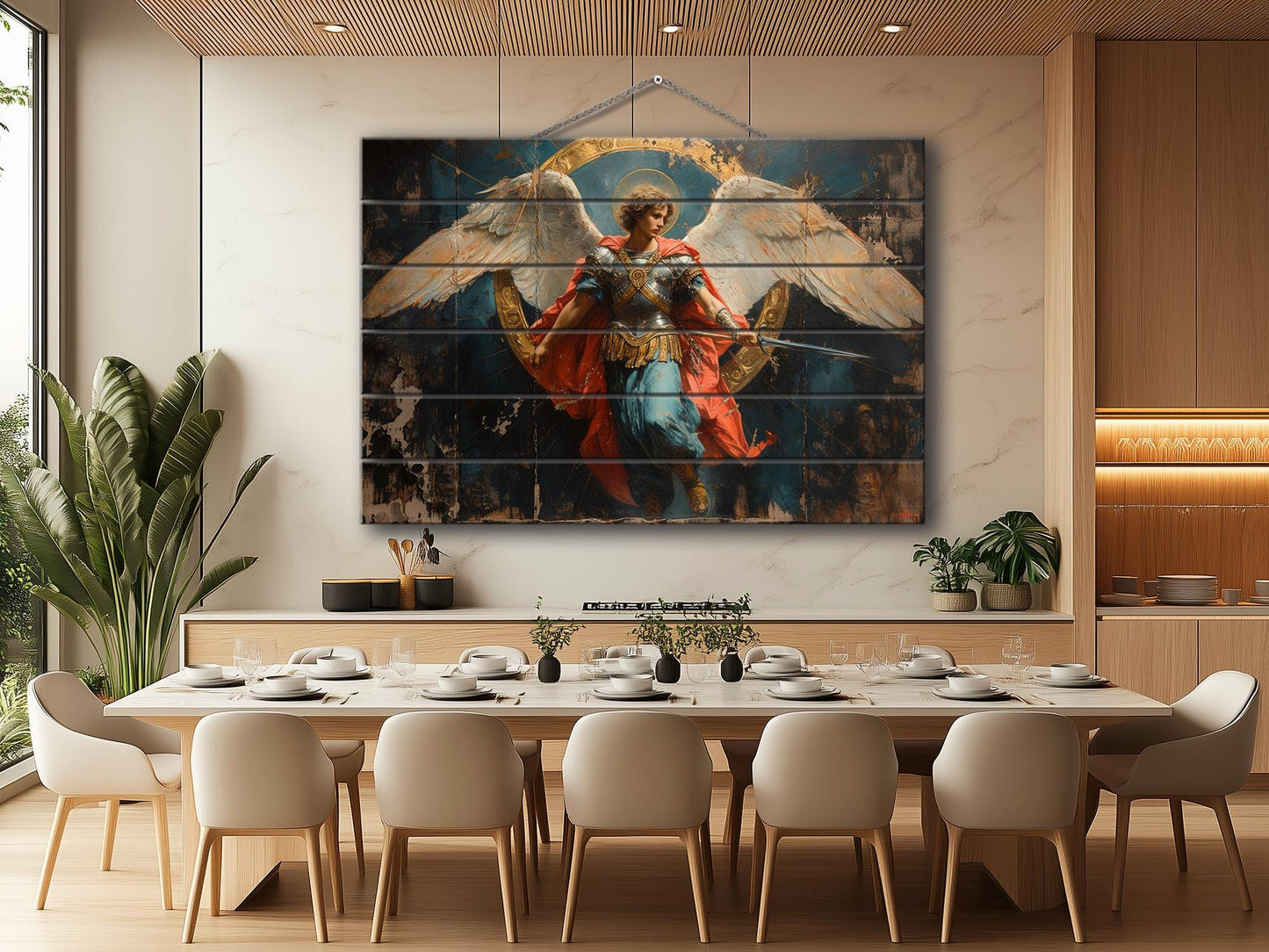 Saint Michael Wood Art - Rustic Wood Wall Decor | Catholic Home Decor, Ready to Hang