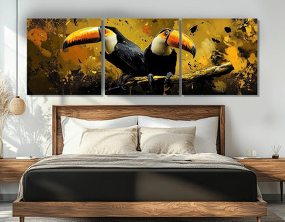 Toucans Canvas Print – Abstract Bird Art Ready to Hang Gallery Wrapped Decor