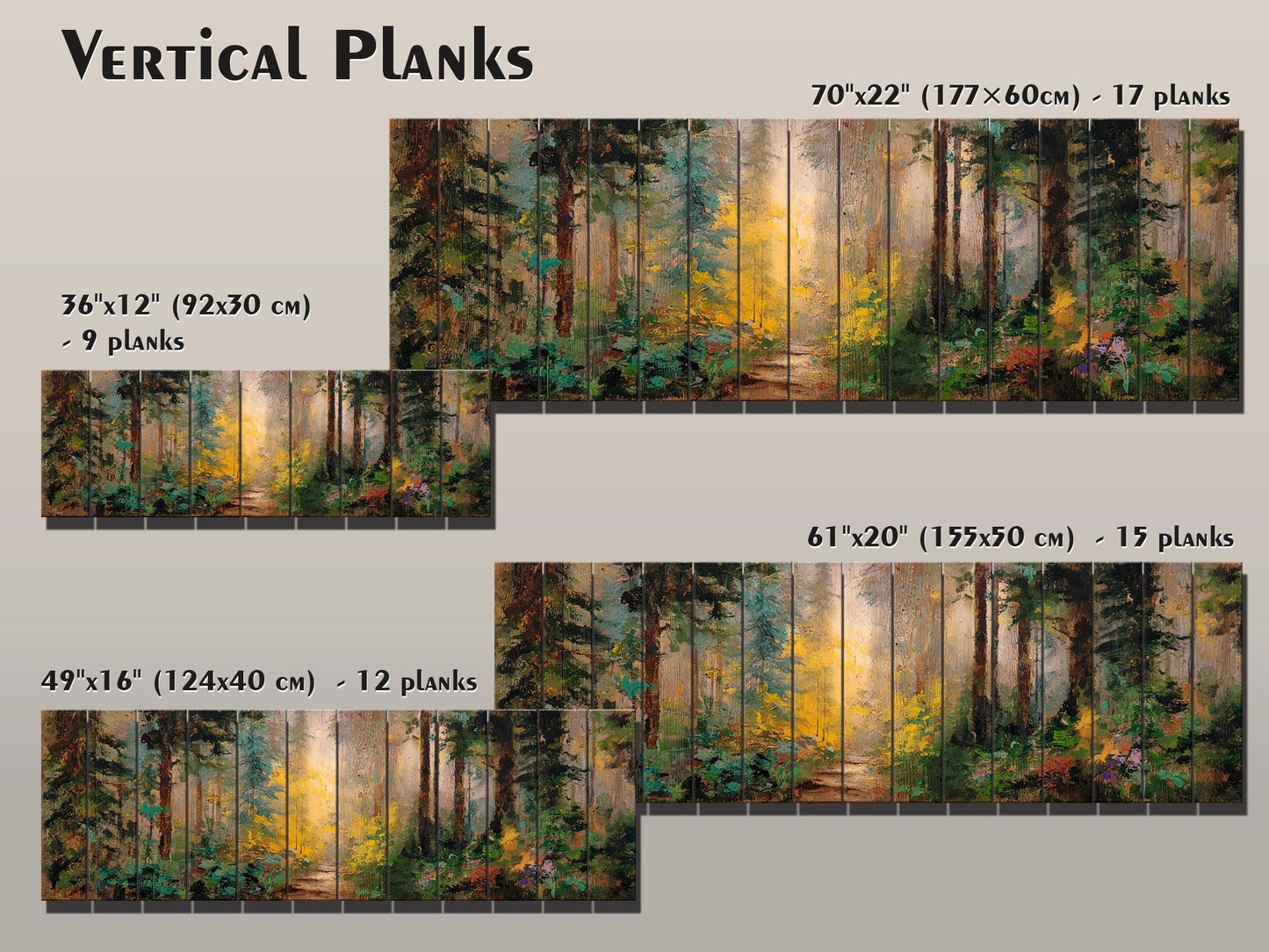 Mystical Forest Path Bathed in Golden Morning Light Print on Wood, Rustic Forest Painting, Cozy Cabin Wall Decor, Wood Wall Art