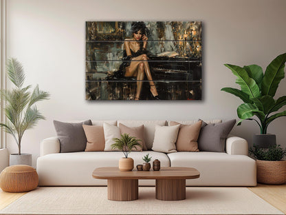 Wood Wall Art - Sexy Woman Poster in Boldini Style | Natural Wood Print, Ready to Hang Decor