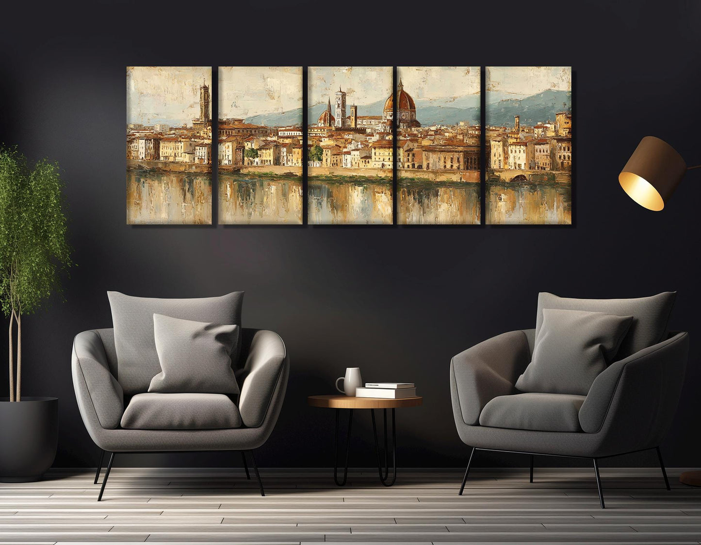 Florence Canvas Print – Retro Duomo Canvas Art With Arno River Painting, Ready to Hang