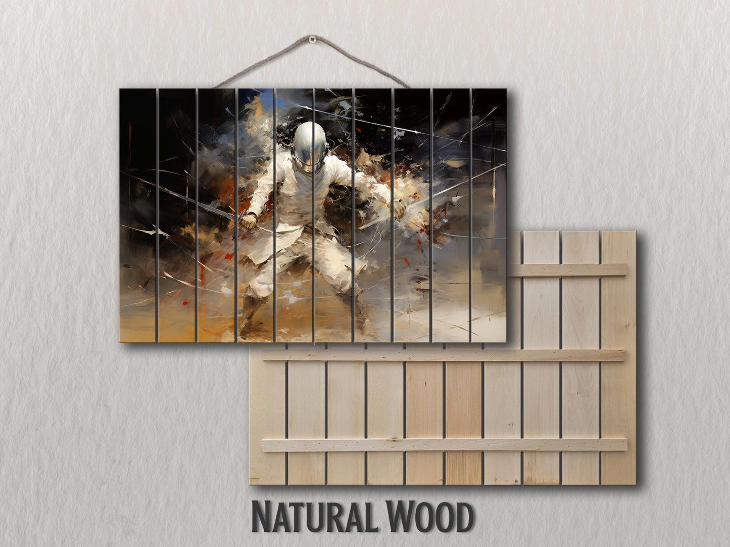 Rustic Fencing Wall Art – Natural Wood Plank Print | Abstract Fencing Decor Gift