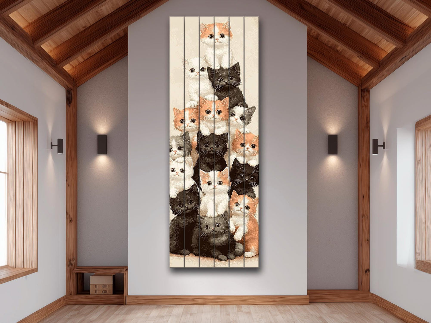Kitten Print on Wood, Rustic Cats Wall Art, Cat Lover Gift