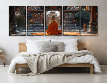 Buddhist Monk Canvas Print – Meditation Wall Art | Framed Canvas Art Ready to Hang