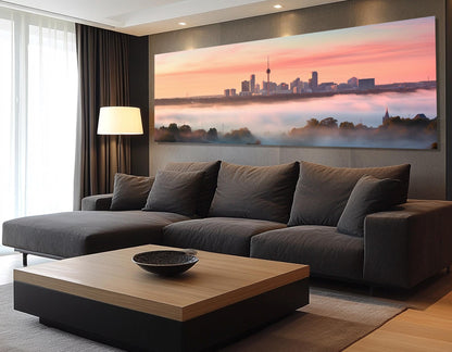 San Antonio Canvas Print – Large Sunset Painting | Abstract Cityscape Wall Art