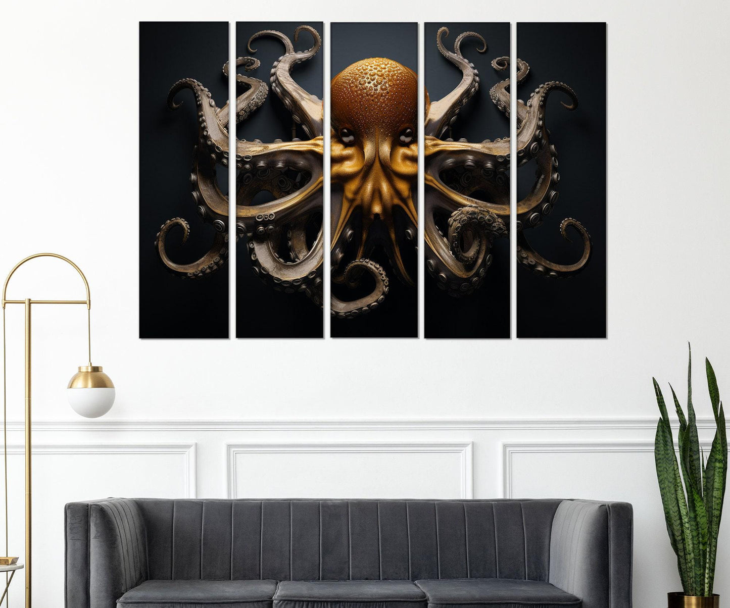 Abstract Octopus Canvas | Large Octopus Painting - Ready to Hang Wall Art