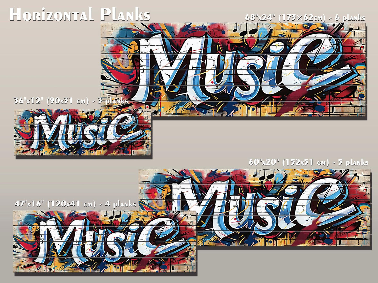 Graffiti Wood Art – Colorful Urban Wall Decor | Natural Wood Print, Ready to Hang