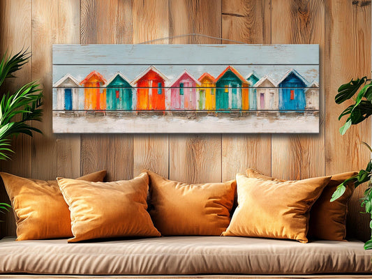 Wood Wall Art – Colorful Beach House Decor | Rustic Coastal Artwork on Natural Wood Planks