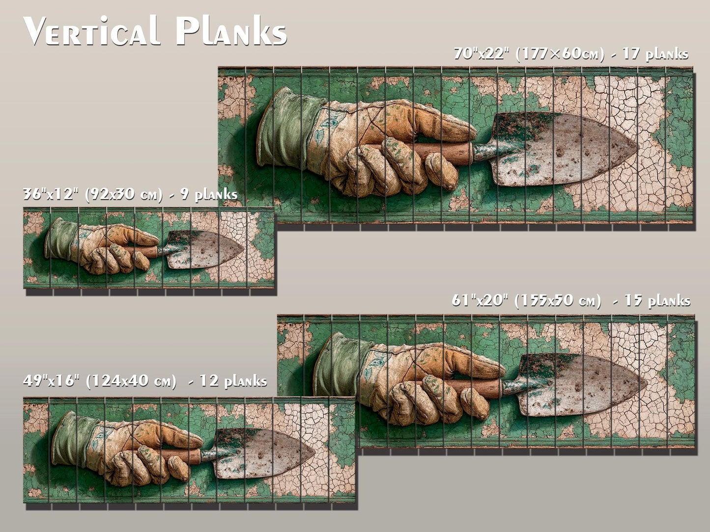 Rustic Garden Wall Art – Farmhouse Wall Decor With Garden Gloves & Trowel Print