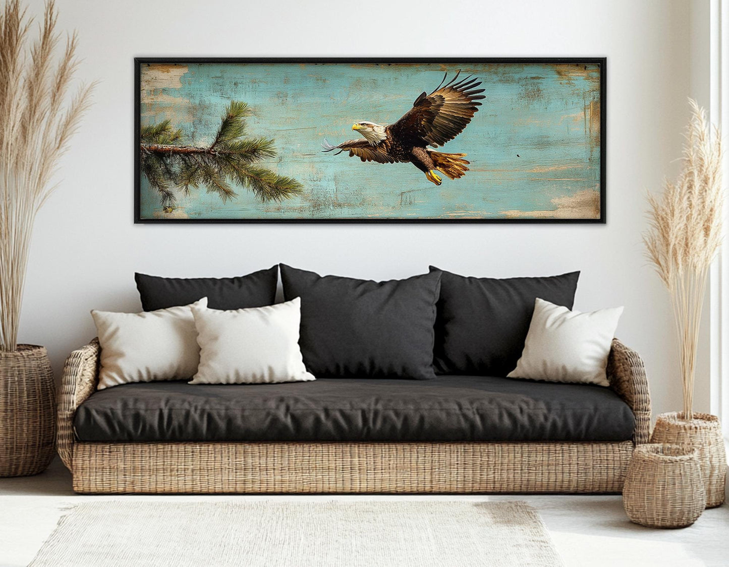 American Bald Eagle Canvas - Rustic Eagle Wall Art | Framed Canvas Print Ready to Hang