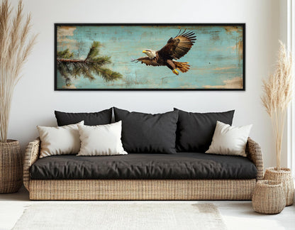 American Bald Eagle Canvas - Rustic Eagle Wall Art | Framed Canvas Print Ready to Hang