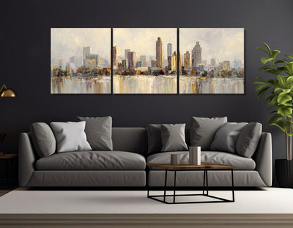 Atlanta Skyline Canvas - Rustic Wall Art | Framed Cotton Canvas Print, Ready to Hang