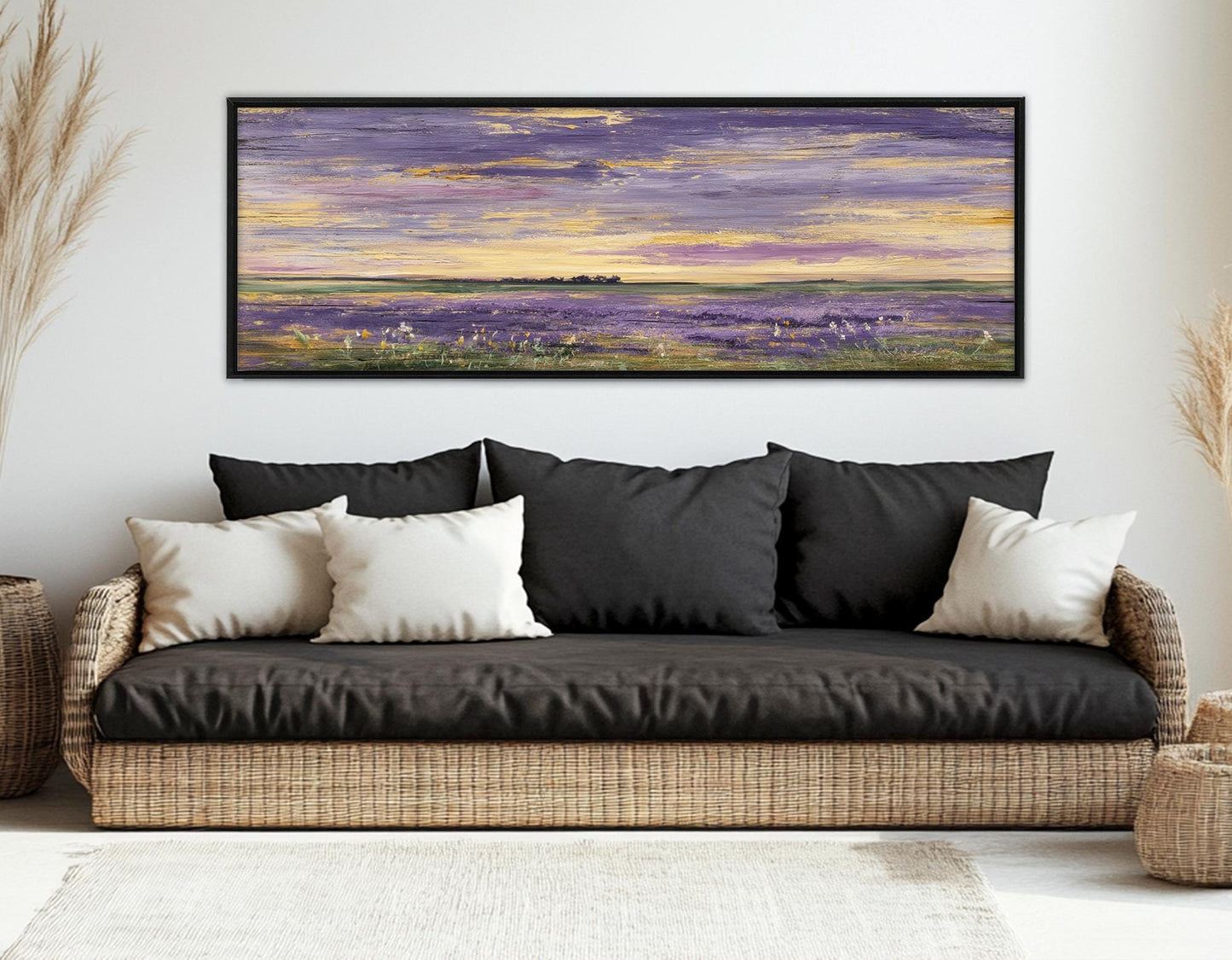 Lavender Field Canvas Panoramic Nature Art – Framed Canvas Print, Ready to Hang