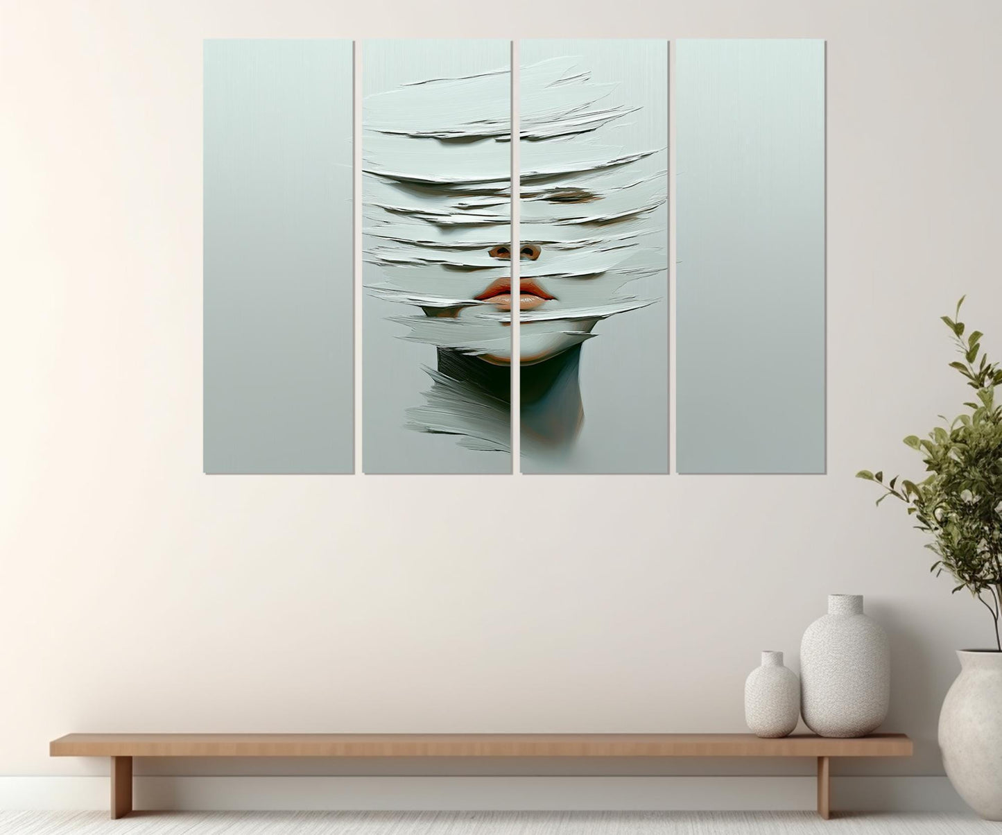 Expressionist Canvas Print – Woman Face Painting on Ocean Waves, Ready to Hang