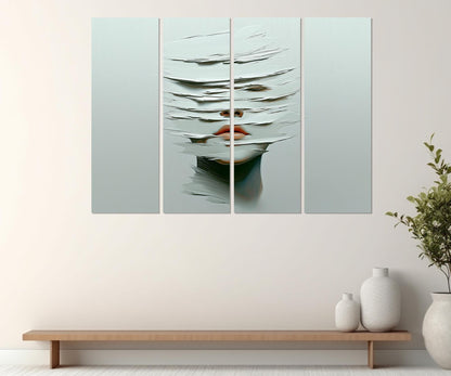 Expressionist Canvas Print – Woman Face Painting on Ocean Waves, Ready to Hang