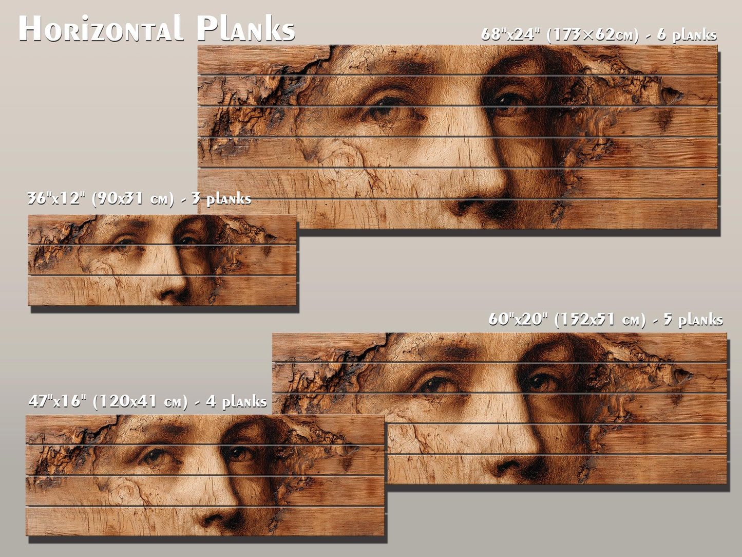 Burned Face Wood Print – Rustic Wood Art | Textured Wall Decor, Abstract Portrait