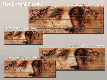 Burned Face Wood Print – Rustic Wood Art | Textured Wall Decor, Abstract Portrait