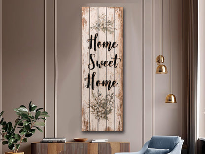 Rustic Wood Wall Art – Home Sweet Home Sign | Natural Linden Wood Plank Print