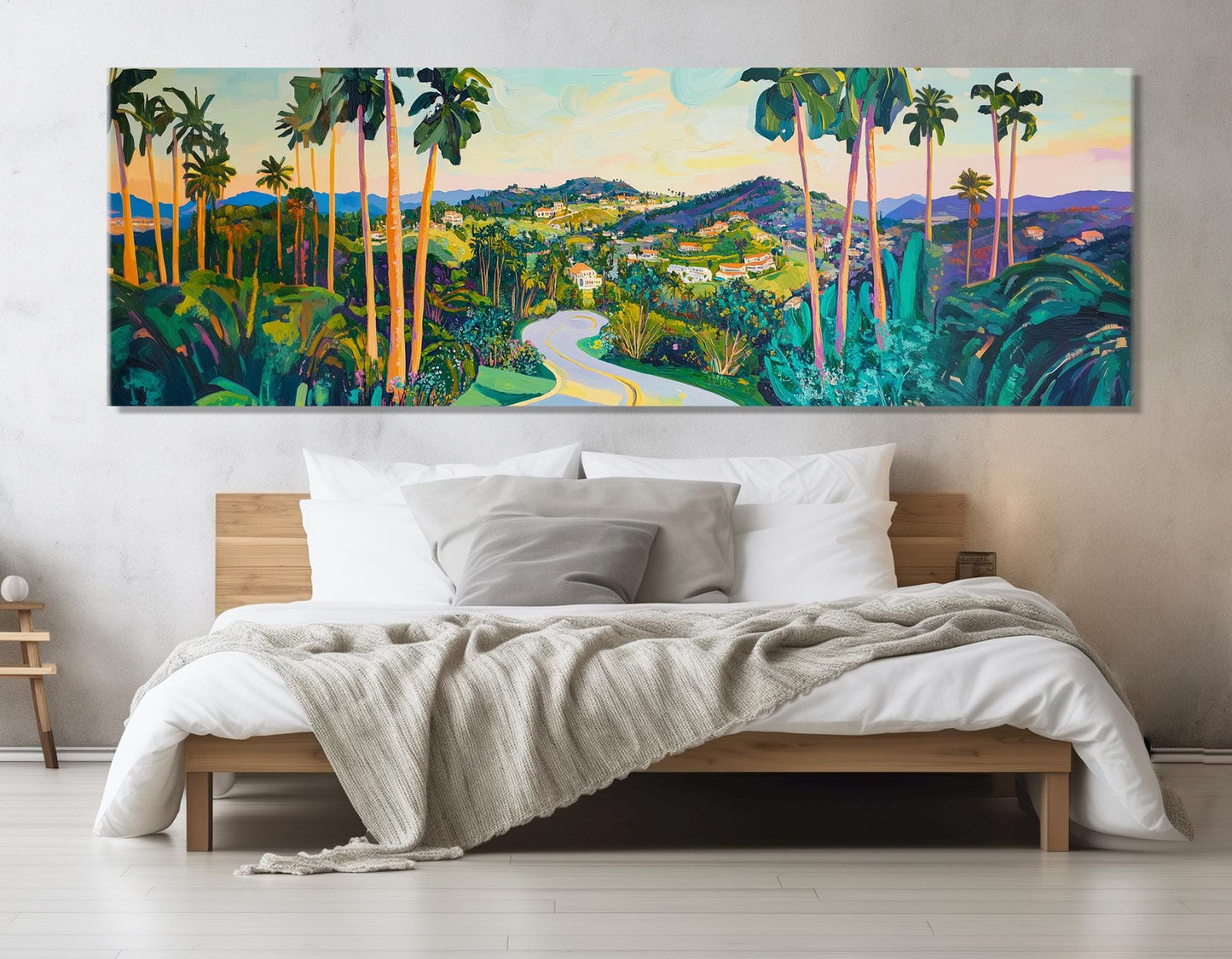 Beverly Hills Canvas Print - Retro City Skyline Art | Framed Multi Panel Wall Decor