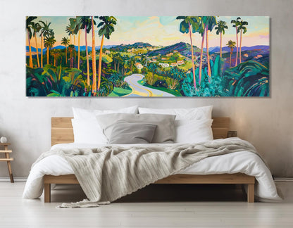 Beverly Hills Canvas Print - Retro City Skyline Art | Framed Multi Panel Wall Decor