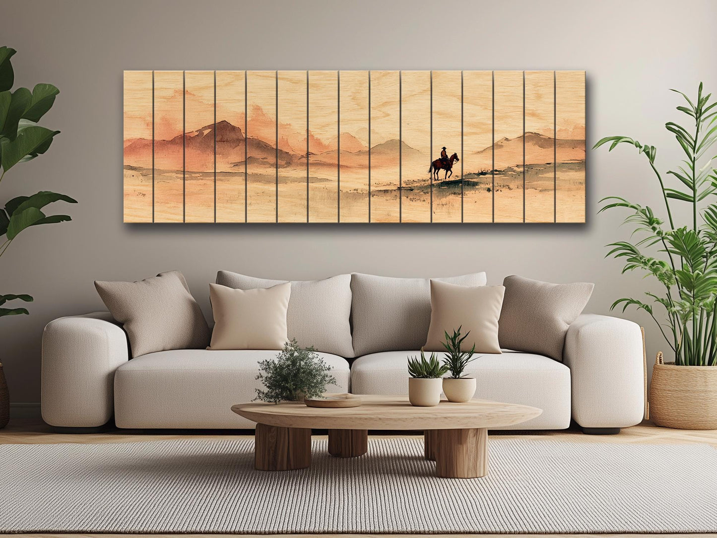 Cowboy Wall Art – Lone Cowboy Print on Wood | Rustic Western Wood Decor