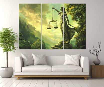 Lady Justice Canvas Print - Abstract Justice Painting | Lawyer Office Decor, Framed Wall Art