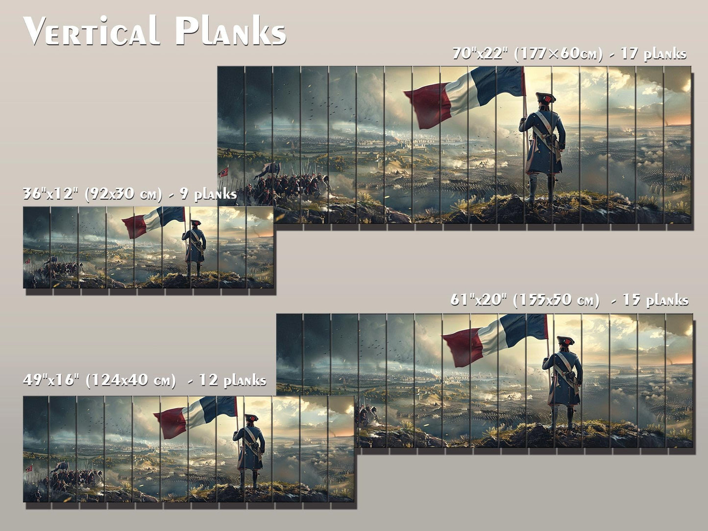 Napoleon Wood Art – Historical Wall Art on Natural Wood Print with French Flag