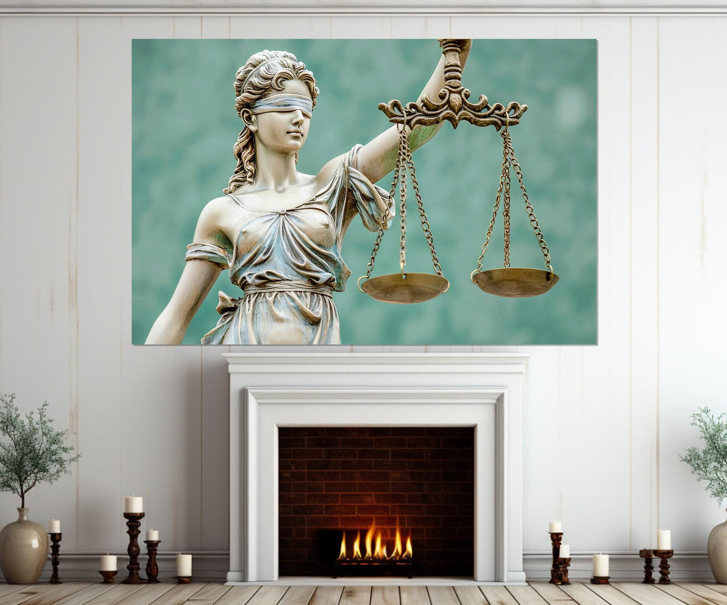 Lawyer Office Wall Decor – Lady Justice Canvas Print | Framed Ready to Hang Art