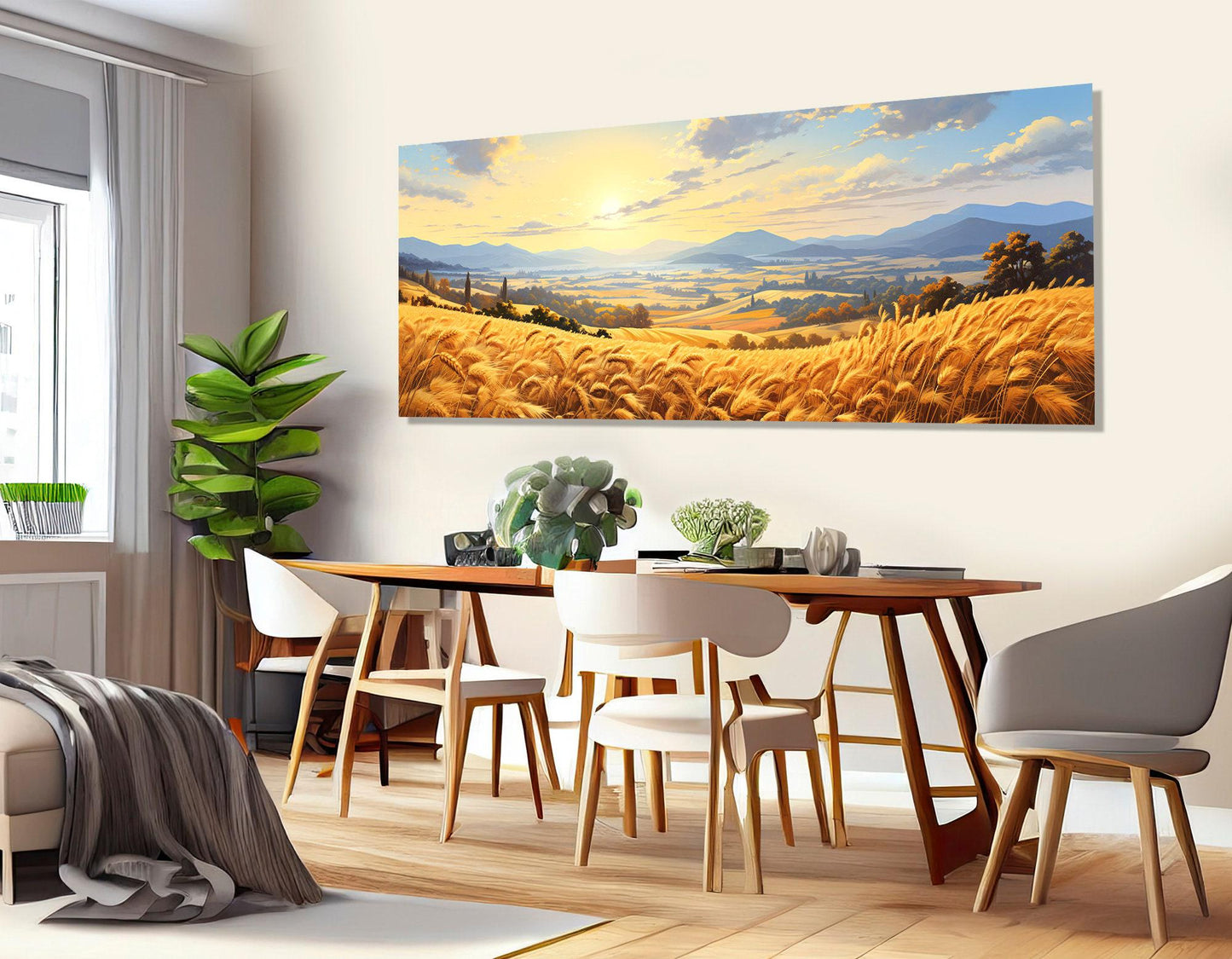 Wheat Field Canvas Print - Rustic Farm Wall Decor | Large Framed Artwork