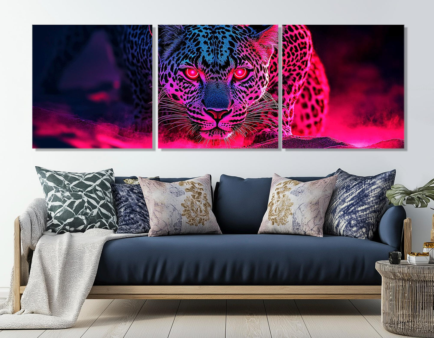 Leopard Canvas Print – Large Animal Wall Art | Abstract Hunting Leopard Poster