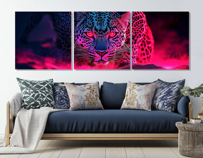 Leopard Canvas Print – Large Animal Wall Art | Abstract Hunting Leopard Poster