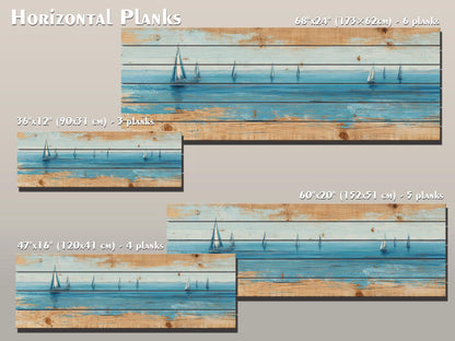 Sailing Ocean Wall Art – Minimal Seascape Art on UV Printed Wood for Coastal Decor