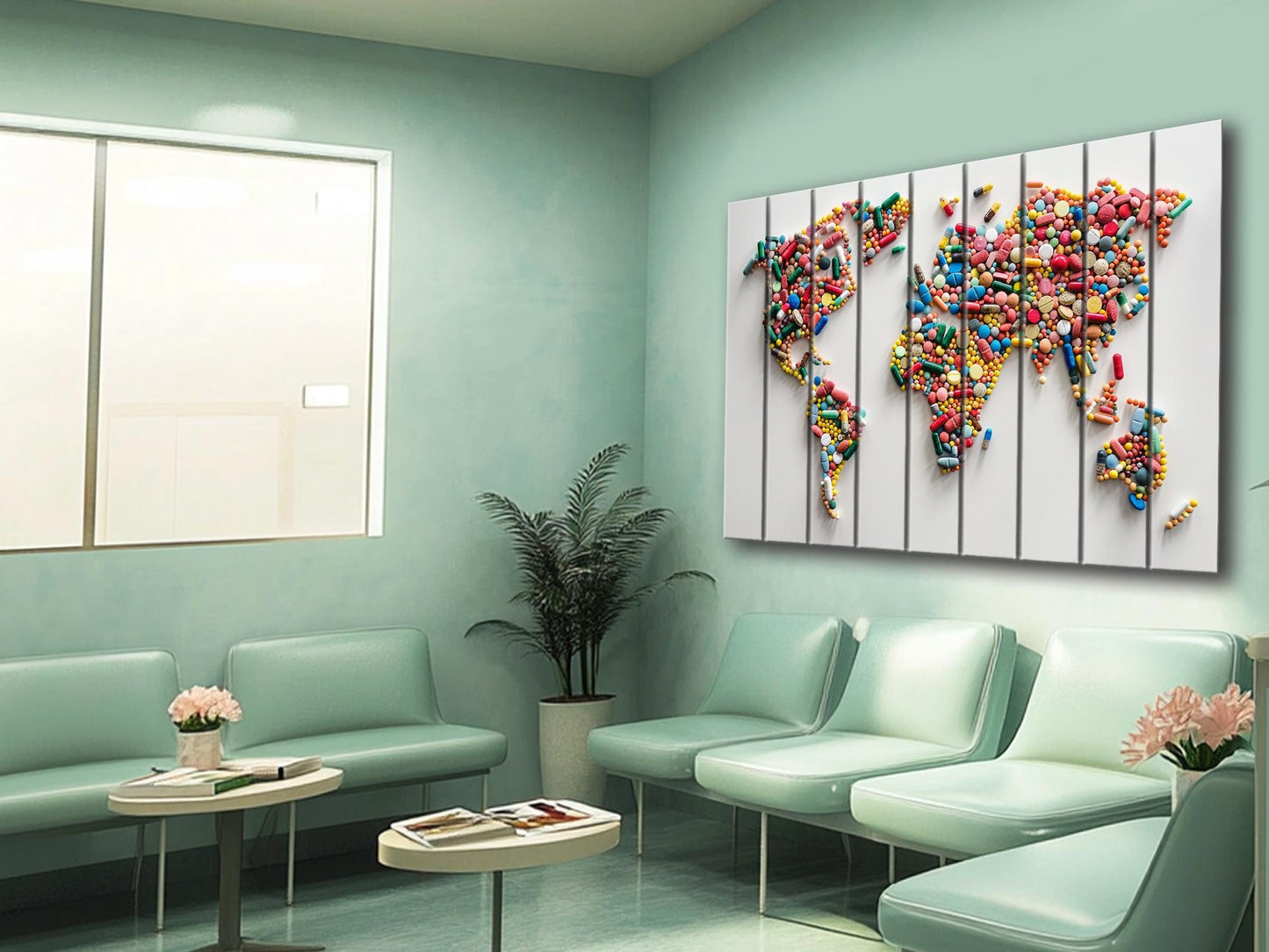 Wood Wall Art - Abstract World Map | Pharmacy Wall Decor & Pharmacist Gift Idea