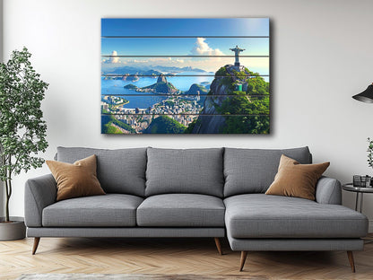 Rio De Janeiro Wall Art - Rustic Wood Plank Artwork Featuring Christ the Redeemer