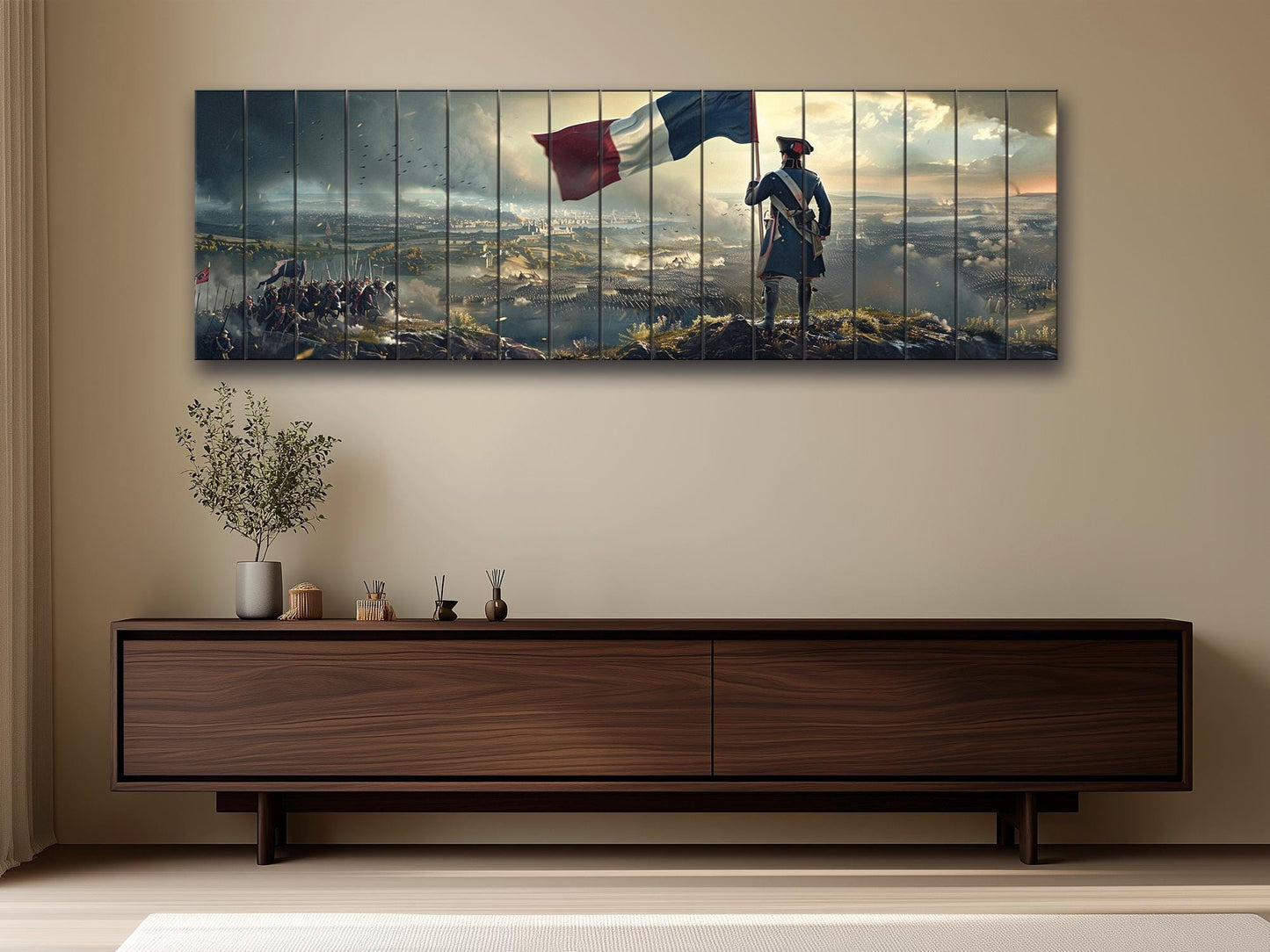 Napoleon Wood Art – Historical Wall Art on Natural Wood Print with French Flag