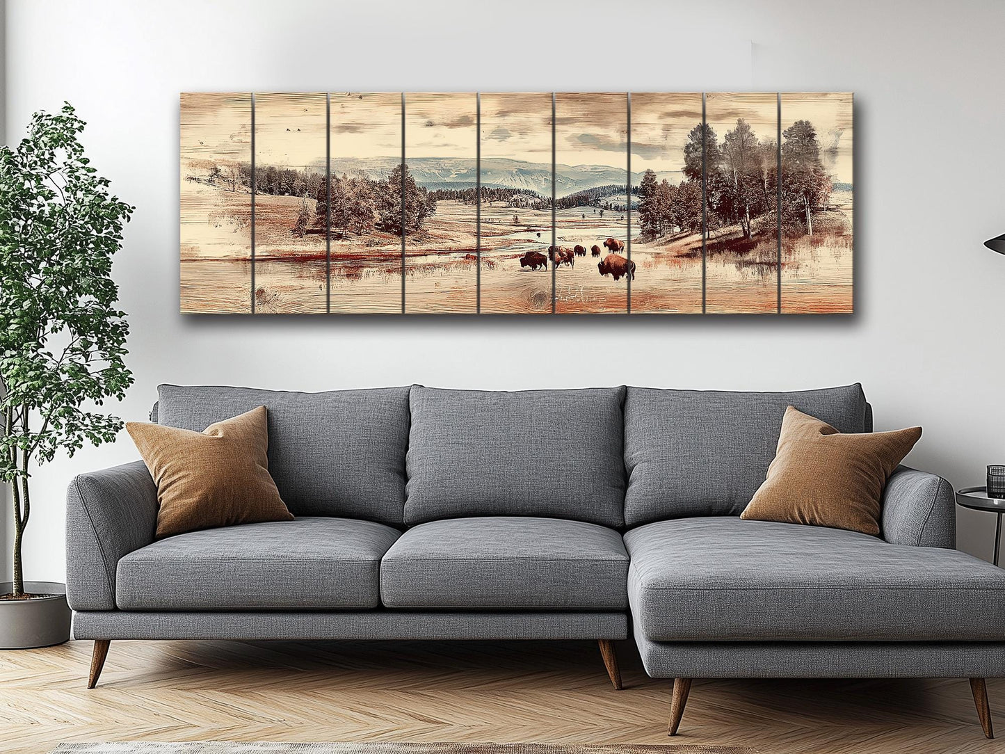 Yellowstone Wood Print – Rustic Wall Decor on Natural Wood Art Panel