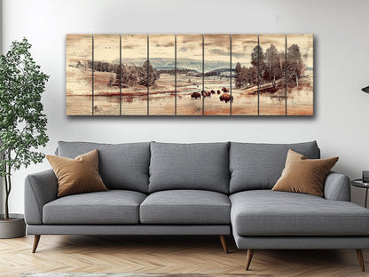 Yellowstone Wood Print – Rustic Wall Decor on Natural Wood Art Panel